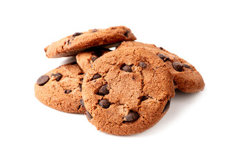 Chocolate chip cookie isolated on white background