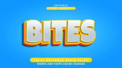 editable 3d bites cartoon style bold text effect