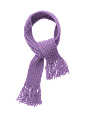 Pink warm scarf on a white background