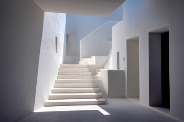 Fototapeta premium Sunlit Minimalist Mediterranean Villa Stairwell