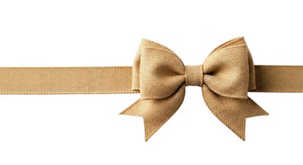 Decorative gold ribbon tied in a bow isolated on transparent background