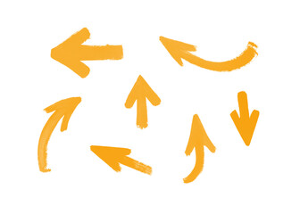 Watercolor arrows orange on a white background