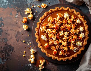 Salted caramel and popcorn tart