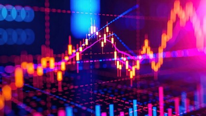 Vibrant Digital Stock Market Candlestick Chart.