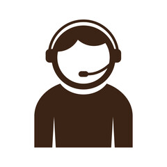 Customer Service Agent with Headset Icon on White Background