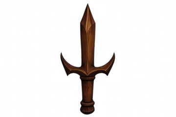 Wooden fantasy dagger icon representing a game asset or medieval weapon with ornate handle design