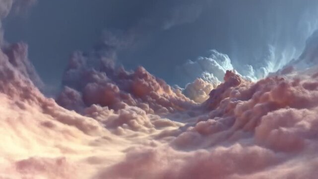 Dynamic cloud formation with shifting light and atmospheric perspective