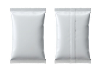 Two blank white foil packaging mockups isolated on transparent background