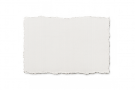 Rectangular paper scrap with uneven edges, perfect for adding text or designs, displayed on a transparent backdrop