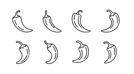 Obraz premium Hand-drawn chili pepper icons isolated on perfect for food designs vector