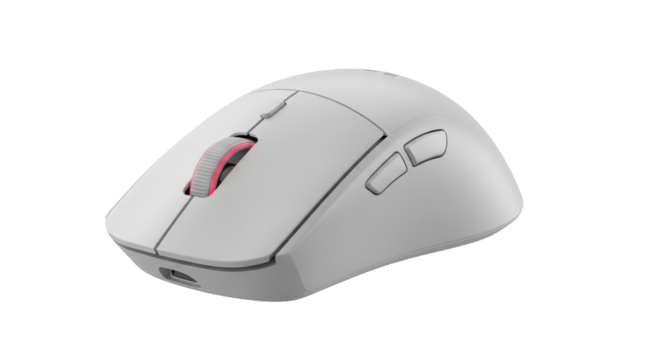 Isolated computer mouse for gaming or work, ergonomic design and scroll wheel for navigation