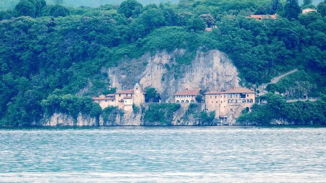 The Monastery Santa Caterina del Sasso at the Lake Maggiore in Italy, Europe