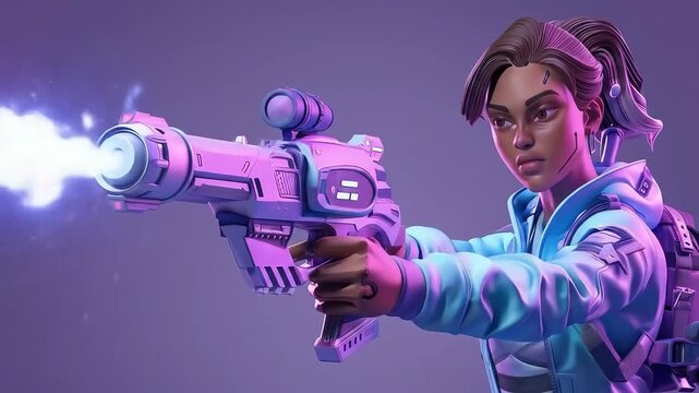 3d character holding sci-fi blaster gun casual Videos