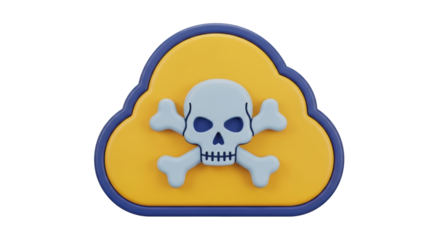 Isolated cartoon skull and crossbones on yellow cloud, toxic symbol, vector graphic