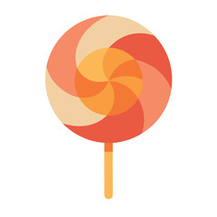 Colorful Lollipop Vector Illustration, Sweet Candy Icon in Flat Minimal Style on White Background