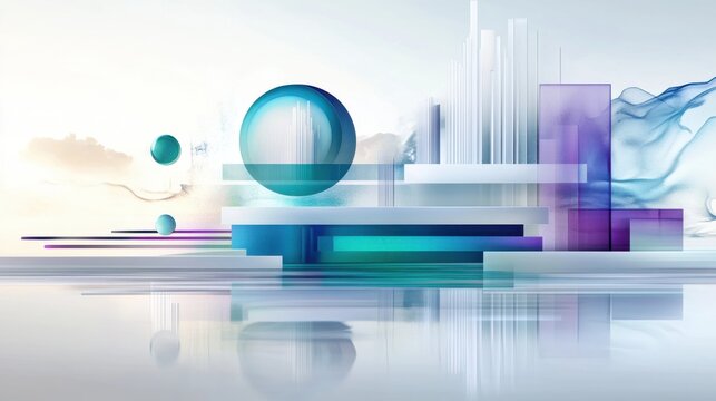 Abstract geometric shapes in serene indoor studio setting