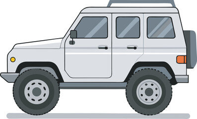 Rugged White Off-Road 4x4 Vehicle Vector Illustration