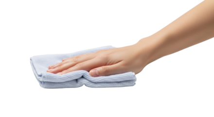 Isolated hand wiping surface with cloth rag, cleaning service, sanitation, housekeeping