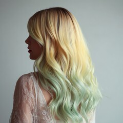Naklejka premium A soothing blend of mint green fading into pale yellow, perfect for backgrounds or designs that inspire tranquility and freshness.