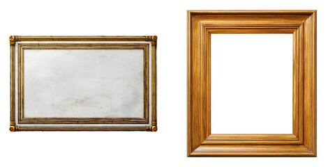Set of an Antique Gilded Wooden Picture Frame, isolated on a transparent background.
