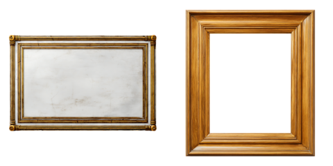 Set of an Antique Gilded Wooden Picture Frame, isolated on a transparent background.