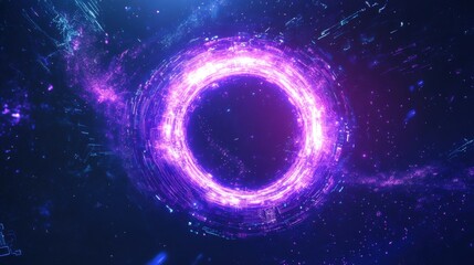 Obraz premium Glowing circular light in abstract sci-fi digital space