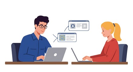 Digital Collaboration: Two People Connecting Online