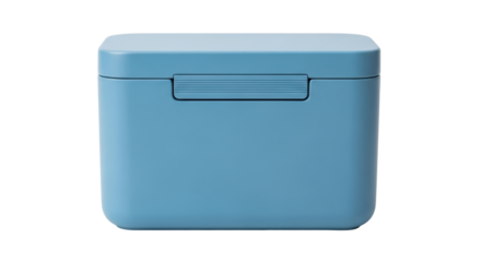 Isolated rectangular box, blue, plastic container with rounded corners for storage or lunch box