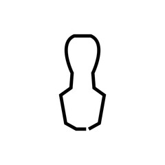 Minimalist geometric outline of a human torso with narrow shoulders, drawn in clean black lines on a white background.