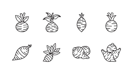Hand drawn root vegetables collection fresh healthy organic ingredients for culinary designs vector