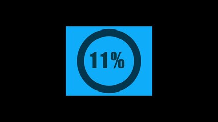 Blue Circular Loading Bar Animation Showing        0to 25% Percent Progress on Black Background.