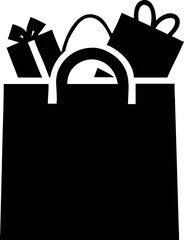 Shopping bag overflowing with gifts perfect for holiday celebration Vector illustration