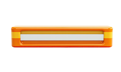 3D render of a rectangular object with orange, yellow, and white layers on a black background