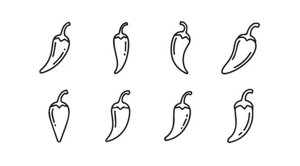 Collection of hand-drawn chili peppers sketch art elements for food design and culinary themes vector