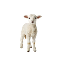 Fototapeta premium Young White Lamb Farm Animal Sheep Wooly isolated on white background