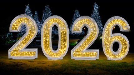 Happy New Year 2026 Celebration with Illuminated Numbers