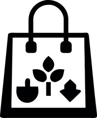 Green themed eco bag with multiple icons symbolizing environment care Vector illustration