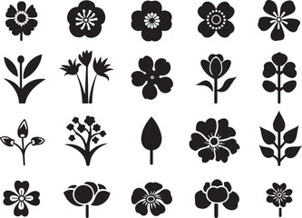 Collection of decorative floral and leaf silhouettes