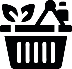 Shopping basket overflowing with eco friendly products and icons Vector illustration
