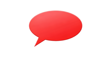 Isolated red cartoon speech bubble, chat, comment, message balloon, conversation cloud