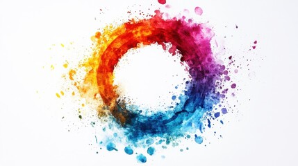 Colorful watercolor painting of circular shapes with splatters
