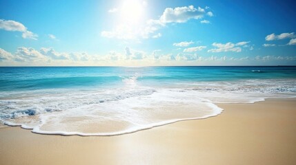 Serene ocean waves crashing on a sunny beach