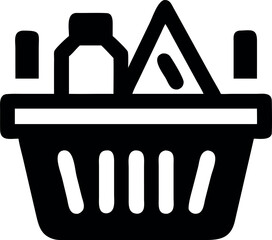 Minimal shopping basket loaded with various products for retail sale Vector illustration