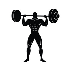 Black and white silhouette muscular man standing 