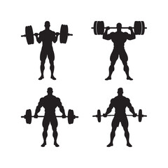 Black and white silhouette muscular man standing 