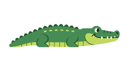 Illustration of a cheerful green cartoon alligator perfect for educational content for kids