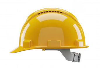 Yellow hard hat safety protection isolated on a transparent background