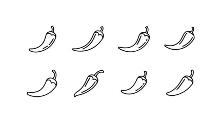 Hand drawn sketch collection of spicy chili peppers on a vector