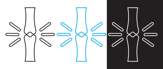 Arthritis Knee bones with Joint Pain Icon, knee pain icon, vector illustration.