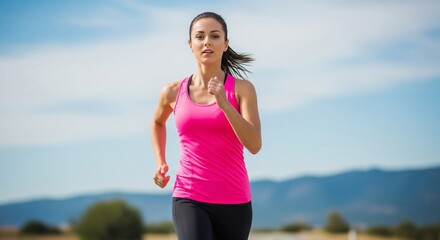 Woman in Pink Sportswear Running for Fitness and Health